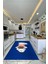 Kitchen Yazılı Aşçı Motifli Kaymaz Taban Yıkanabilir Mutfak Halısı, Mutfak-05-Mavi, 1