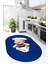 Kitchen Yazılı Aşçı Motifli Kaymaz Taban Yıkanabilir Oval Mutfak Halısı, O-Mutfak-05-Mavi, 1