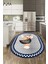 Aşçı Horoz Desenli Yıkanabilir Kaymaz Taban Oval Mutfak Halısı, O-Mutfak-08-Lacivert, 1
