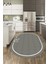 Dijital Baskılı Kaymaz Yıkanabilir Sade Çerçeveli Oval Mutfak Halısı, O-Mutfak-06-Gri, 2