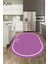 Dijital Baskılı Kaymaz Yıkanabilir Sade Çerçeveli Oval Mutfak Halısı, O-Mutfak-06-Mor, 2