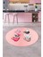 Sevimli Hayvanlar Fincan Desenli Yıkanabilir Yuvarlak Mutfak Halısı, Y-Mutfak-07-Pembe, 3