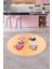 Sevimli Hayvanlar Fincan Desenli Yıkanabilir Yuvarlak Mutfak Halısı, Y-Mutfak-07-Turuncu, 3