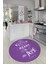 Kitchen Home Yazılı Kaymaz Taban Yıkanabilir Yuvarlak Mutfak Halısı, Y-Mutfak-15-Mor, 5