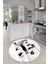 Dijital Baskılı Kaymaz Taban Yıkanabilir Renkli Desenli Yuvarlak Mutfak Halısı, Y-Mutfak-39-Beyaz, 1