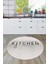 Dijital Yıkanabilir Kaymaz Kitchen Yazılı Modern Yuvarlak Mutfak Halısı, Y-Mutfak-04-Krem, 2