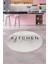 Dijital Yıkanabilir Kaymaz Kitchen Yazılı Modern Yuvarlak Mutfak Halısı, Y-Mutfak-04-Krem, 4