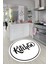 Kitchen Yazılı Çerçeveli Kaymaz Taban Yıkanabilir Yuvarlak Mutfak Halısı, Y-Mutfak-42-Beyaz, 1