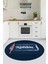 Kitchen Yazılı Merdane Desenli Yıkanabilir Yuvarlak Mutfak Halısı, Y-Mutfak-28-Mavi, 1