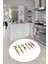 Etnik Motifli Modern Kaymaz Taban Yıkanabilir Yuvarlak Mutfak Halısı, Y-Mutfak-40-Beyaz, 1