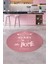 Kitchen Home Yazılı Kaymaz Taban Yıkanabilir Yuvarlak Mutfak Halısı, Y-Mutfak-15-Pembe, 2