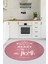 Kitchen Home Yazılı Kaymaz Taban Yıkanabilir Yuvarlak Mutfak Halısı, Y-Mutfak-15-Pembe, 3