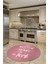 Kitchen Home Yazılı Kaymaz Taban Yıkanabilir Yuvarlak Mutfak Halısı, Y-Mutfak-15-Pembe, 4