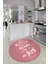 Kitchen Home Yazılı Kaymaz Taban Yıkanabilir Yuvarlak Mutfak Halısı, Y-Mutfak-15-Pembe, 5