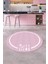 Dijital Baskılı Kaymaz Yıkanabilir Sade Çerçeveli Yuvarlak Mutfak Halısı, Y-Mutfak-06-Pembe, 4