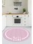 Dijital Baskılı Kaymaz Yıkanabilir Sade Çerçeveli Yuvarlak Mutfak Halısı, Y-Mutfak-06-Pembe, 5