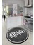 Kitchen Yazılı Çerçeveli Kaymaz Taban Yıkanabilir Yuvarlak Mutfak Halısı, Y-Mutfak-42-Antrasit, 1