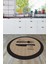 Jüt Görünümlü Çatal Bıçak Desenli Yıkanabilir Yuvarlak Mutfak Halısı, Y-Mutfak-09-Kahve, 1