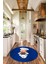 Kitchen Yazılı Aşçı Motifli Kaymaz Taban Yıkanabilir Yuvarlak Mutfak Halısı, Y-Mutfak-05-Mavi, 1
