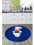 Kitchen Yazılı Aşçı Motifli Kaymaz Taban Yıkanabilir Yuvarlak Mutfak Halısı, Y-Mutfak-05-Mavi, 2
