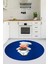 Kitchen Yazılı Aşçı Motifli Kaymaz Taban Yıkanabilir Yuvarlak Mutfak Halısı, Y-Mutfak-05-Mavi, 5