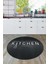 Dijital Yıkanabilir Kaymaz Kitchen Yazılı Modern Yuvarlak Mutfak Halısı, Y-Mutfak-04-Antrasit, 2