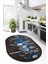 Baharat Temalı Kaymaz Taban Yıkanabilir Modern Oval Mutfak Halısı, O-Mutfak-33-Mavi, 4