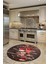 Baharat Temalı Kaymaz Taban Yıkanabilir Modern Yuvarlak Mutfak Halısı, Y-Mutfak-33-Kırmızı, 1