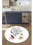 Coffee Yazılı Renkli Fincan Desenli Yıkanabilir Kaymaz Yuvarlak Mutfak Halısı, Y-Mutfak-44-Beyaz, 4