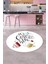 Coffee Yazılı Renkli Fincan Desenli Yıkanabilir Kaymaz Yuvarlak Mutfak Halısı, Y-Mutfak-44-Beyaz, 5