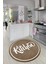 Kitchen Yazılı Çerçeveli Kaymaz Taban Yıkanabilir Yuvarlak Mutfak Halısı, Y-Mutfak-42-Kahve, 1