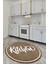 Kitchen Yazılı Çerçeveli Kaymaz Taban Yıkanabilir Yuvarlak Mutfak Halısı, Y-Mutfak-42-Kahve, 2