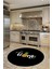 Home Yazılı Ananas Desenli Yıkanabilir Kaymaz Yuvarlak Mutfak Halısı, Y-Mutfak-31-Siyah, 1