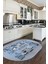 Dijital Baskılı Kaymaz Taban Yıkanabilir Modern Oval Mutfak Halısı, O-Mutfak-17-Mavi, 2