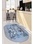 Dijital Baskılı Kaymaz Taban Yıkanabilir Modern Oval Mutfak Halısı, O-Mutfak-17-Mavi, 3