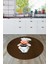 Kitchen Yazılı Aşçı Motifli Kaymaz Taban Yıkanabilir Yuvarlak Mutfak Halısı, Y-Mutfak-05-Kahve, 2