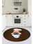 Kitchen Yazılı Aşçı Motifli Kaymaz Taban Yıkanabilir Yuvarlak Mutfak Halısı, Y-Mutfak-05-Kahve, 5