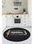 Kitchen Yazılı Merdane Desenli Yıkanabilir Yuvarlak Mutfak Halısı, Y-Mutfak-28-Antrasit, 1