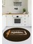 Kitchen Yazılı Merdane Desenli Yıkanabilir Yuvarlak Mutfak Halısı, Y-Mutfak-28-Kahve, 1