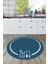Dijital Baskılı Kaymaz Yıkanabilir Sade Çerçeveli Yuvarlak Mutfak Halısı, Y-Mutfak-06-Mavi, 2