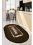 Kitchen Yazılı Merdane Desenli Yıkanabilir Oval Mutfak Halısı, O-Mutfak-28-Kahve, 1
