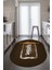 Kitchen Yazılı Merdane Desenli Yıkanabilir Oval Mutfak Halısı, O-Mutfak-28-Kahve, 2