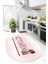 Kitchen Yazılı Kaşık Çatal Bıçak Desenli Yıkanabilir Oval Mutfak Halısı, O-Mutfak-49-Pembe, 2