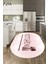 Kitchen Yazılı Kaşık Çatal Bıçak Desenli Yıkanabilir Oval Mutfak Halısı, O-Mutfak-49-Pembe, 3