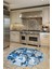 3D Kalp Fincan Motifli Kaymaz Yıkanabilir Modern Yuvarlak Mutfak Halısı, Y-Mutfak-34-Mavi, 1