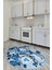 3D Kalp Fincan Motifli Kaymaz Yıkanabilir Modern Yuvarlak Mutfak Halısı, Y-Mutfak-34-Mavi, 3
