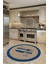 Jüt Görünümlü Çatal Bıçak Desenli Yıkanabilir Yuvarlak Mutfak Halısı, Y-Mutfak-09-Mavi, 5