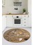 3D Dijital Baskılı Mutfak Eşyaları Motifli Yıkanabilir Yuvarlak Mutfak Halısı, Y-Mutfak-16-Kahve, 3