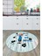 Dijital Baskılı Kaymaz Taban Yıkanabilir Renkli Desenli Yuvarlak Mutfak Halısı, Y-Mutfak-39-Mavi, 4