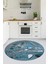 3D Dijital Baskılı Mutfak Eşyaları Motifli Yıkanabilir Yuvarlak Mutfak Halısı, Y-Mutfak-16-Mavi, 3